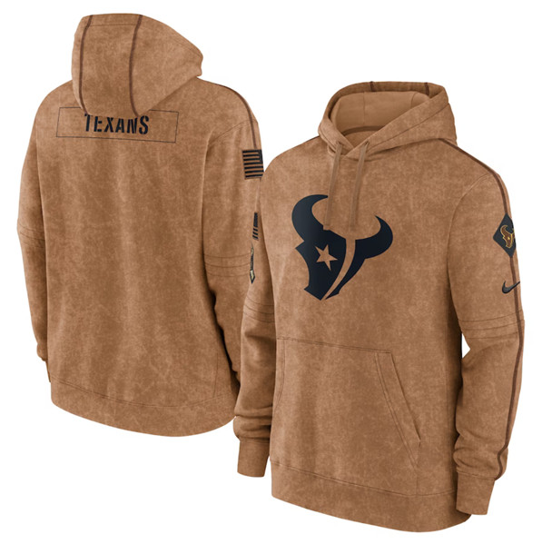 Men's Houston Texans 2023 Brown Salute to Service Pullover Hoodie - Jersey