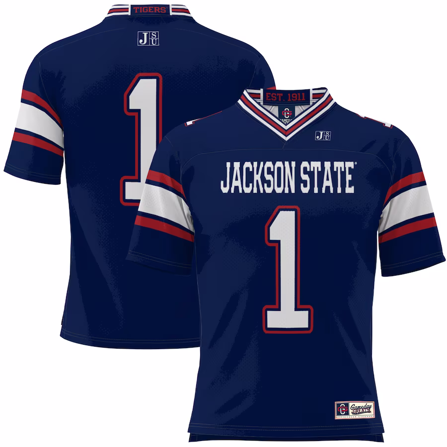 #1 Jackson State Tigers GameDay Greats Youth Football Jersey - Navy - Jersey