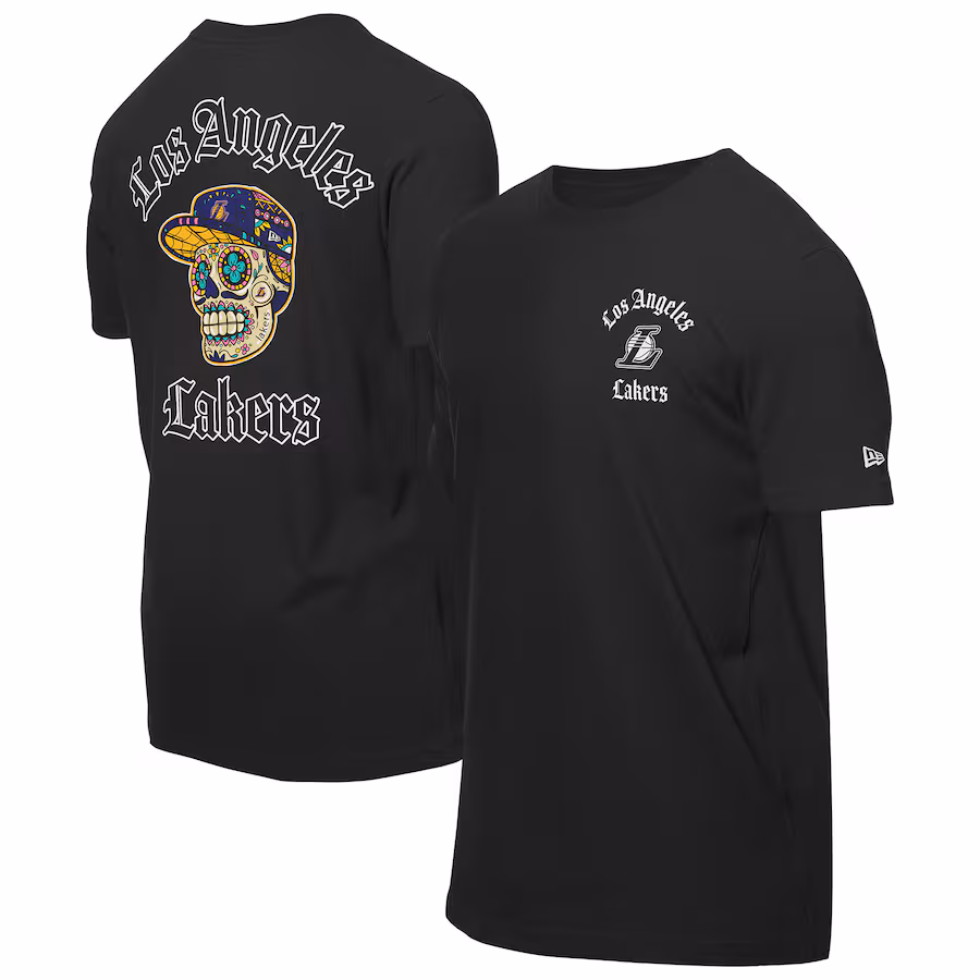 Men's Los Angeles Lakers New Era Black Sugar Skulls T-Shirt - Jersey