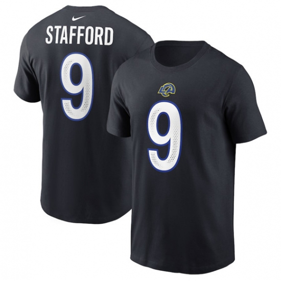 Men's Los Angeles Rams #9 Matthew Stafford Black 2025 Rivalries Collection Player Name & Number T-Shirt - Jersey