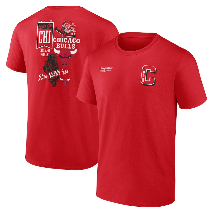 Men's Chicago Bulls Red Split Zone T-Shirt - Jersey