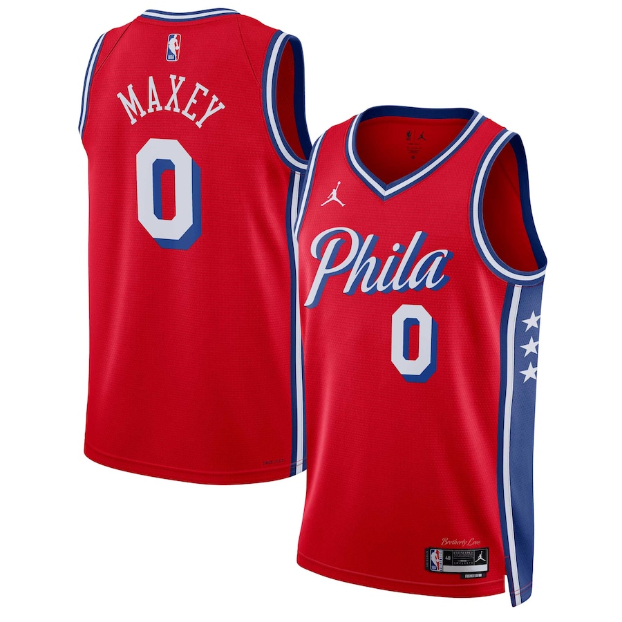 Unisex Philadelphia 76ers Tyrese Maxey Jordan Brand Red Swingman Jersey - Statement Edition - Jersey