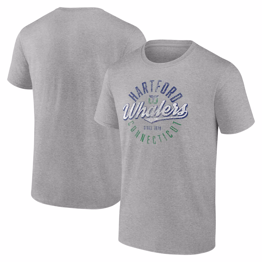 Men's Hartford Whalers Fanatics Gray Emblem T-Shirt - Jersey