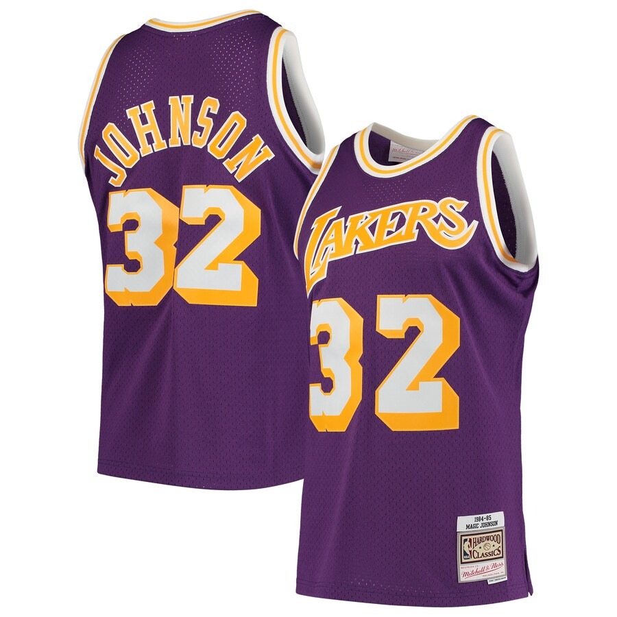 Men's Los Angeles Lakers Magic Johnson Mitchell & Ness Purple 1984/85 Hardwood Classics Swingman Jersey - Jersey