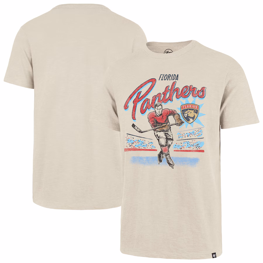 Men's Florida Panthers '47 Natural Hockey Player Golden Age Scrum T-Shirt - Jersey