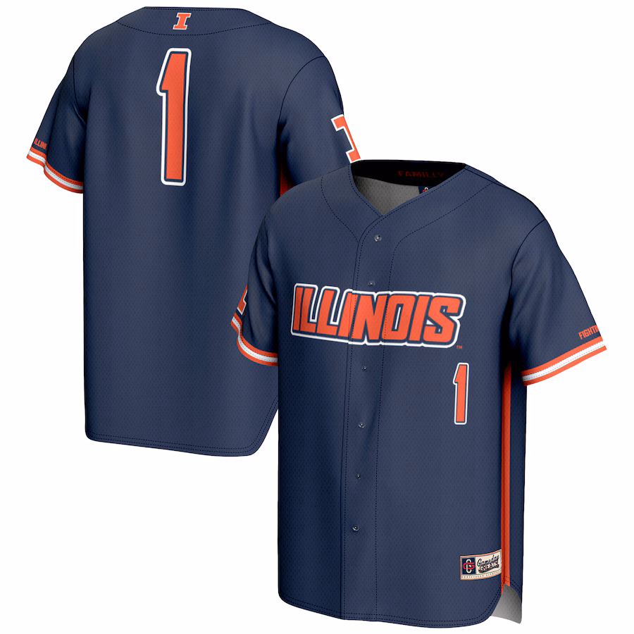 Youth GameDay Greats #1 Navy Illinois Fighting Illini Lightweight Baseball Jersey - Jersey
