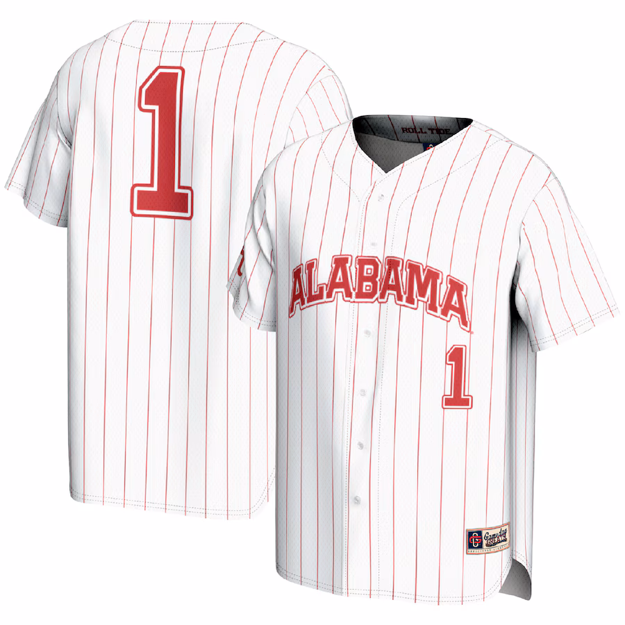 #1 Alabama Crimson Tide GameDay Greats Lightweight Baseball Fashion Jersey - White - Jersey