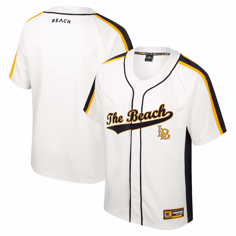 Cal State Long Beach The Beach Colosseum Ruth Button-Up Baseball Jersey - Cream - Jersey