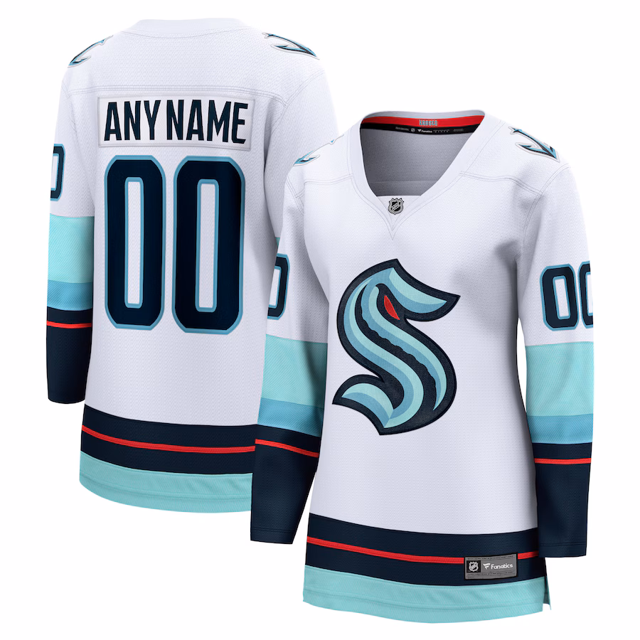 Women's Seattle Kraken Fanatics White Away Breakaway Custom Jersey - Jersey