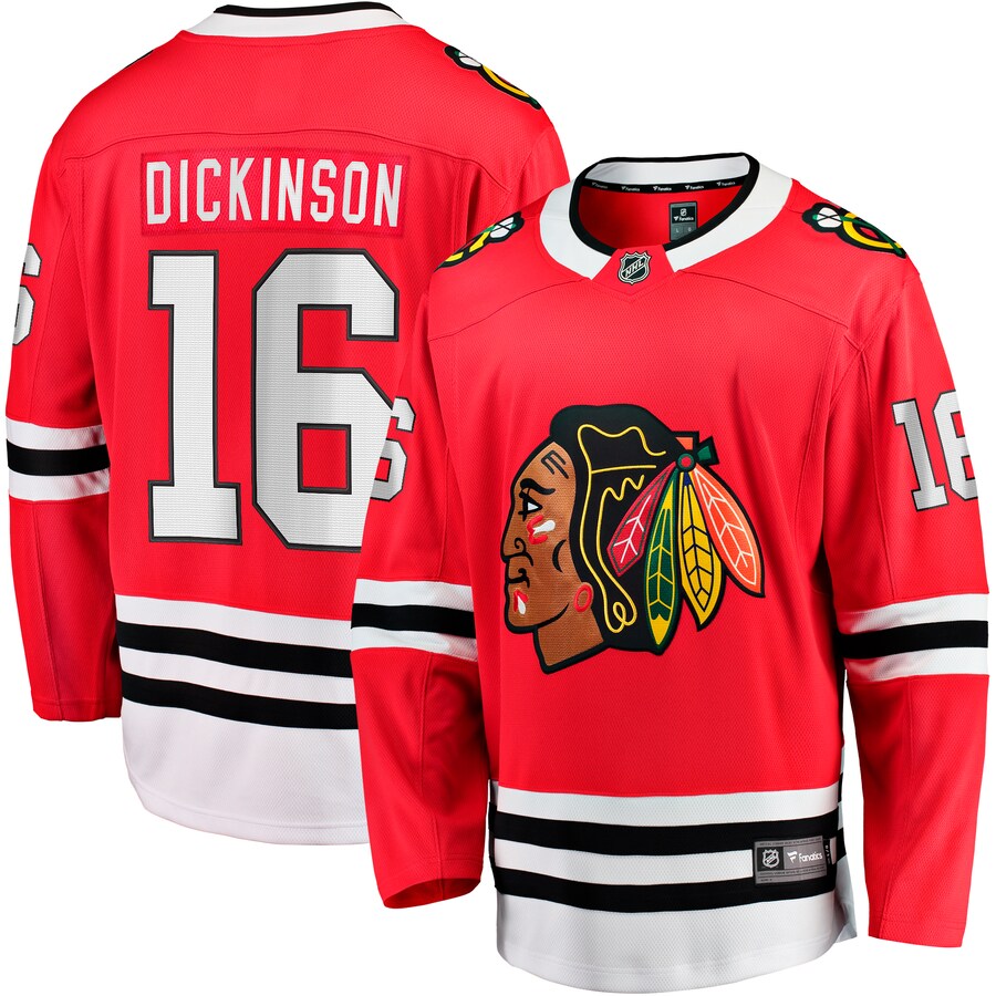 Men's Chicago Blackhawks Jason Dickinson Fanatics Branded Red Home Breakaway Jersey - Jersey