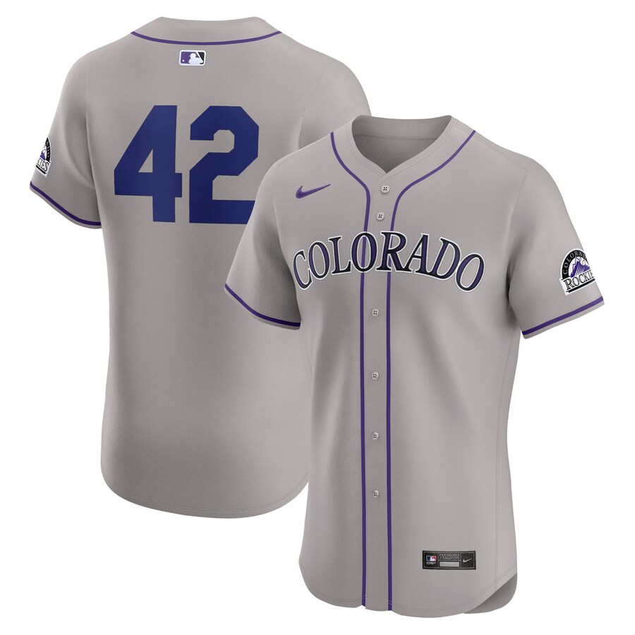 Men's Colorado Rockies Nike Gray Road 2024 Jackie Robinson Day Elite Jersey - Jersey