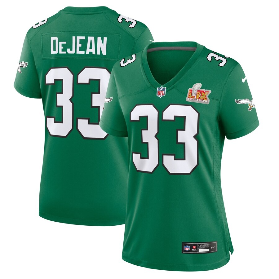 Women's Philadelphia Eagles Cooper DeJean Nike Kelly Green Super Bowl LIX 2nd Alternate Game Jersey - Jersey
