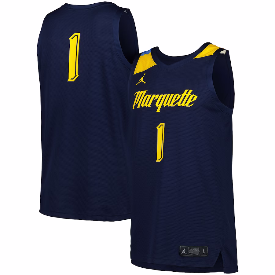 #1 Marquette Golden Eagles Jordan Brand Replica Basketball Jersey - Navy - Jersey