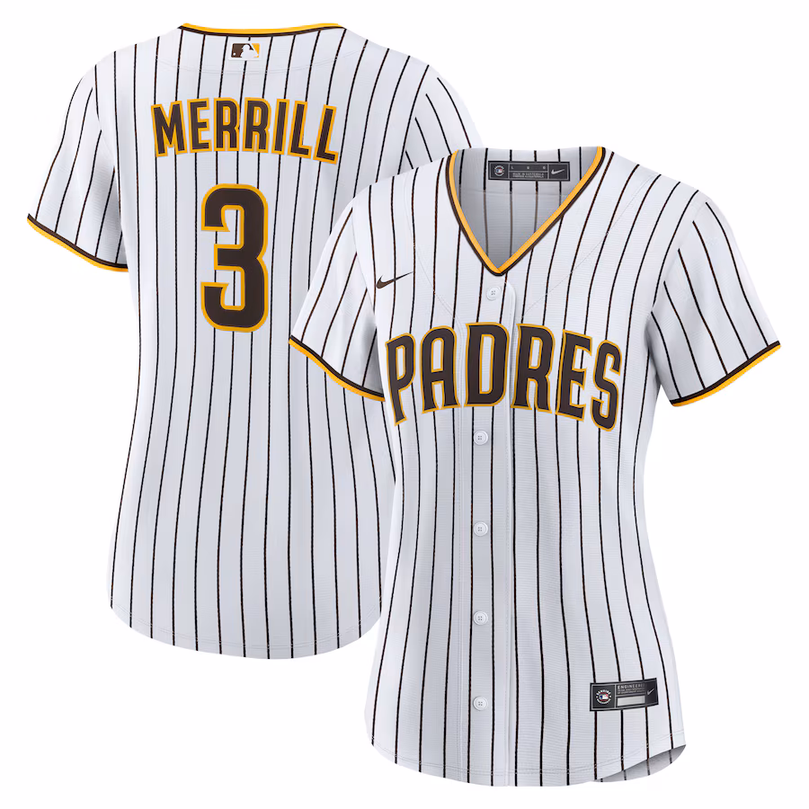 Women's San Diego Padres Jackson Merrill Nike White Home Replica Jersey - Jersey