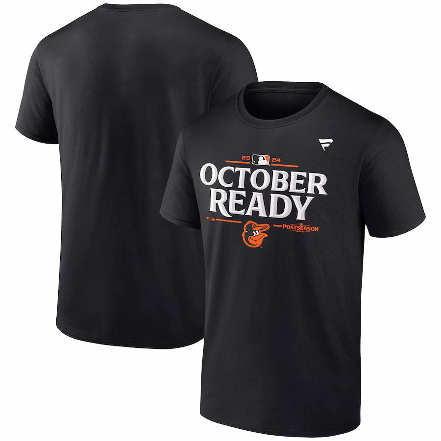 Men's Baltimore Orioles Fanatics Black 2024 MLB Postseason Locker Room T-Shirt - Jersey