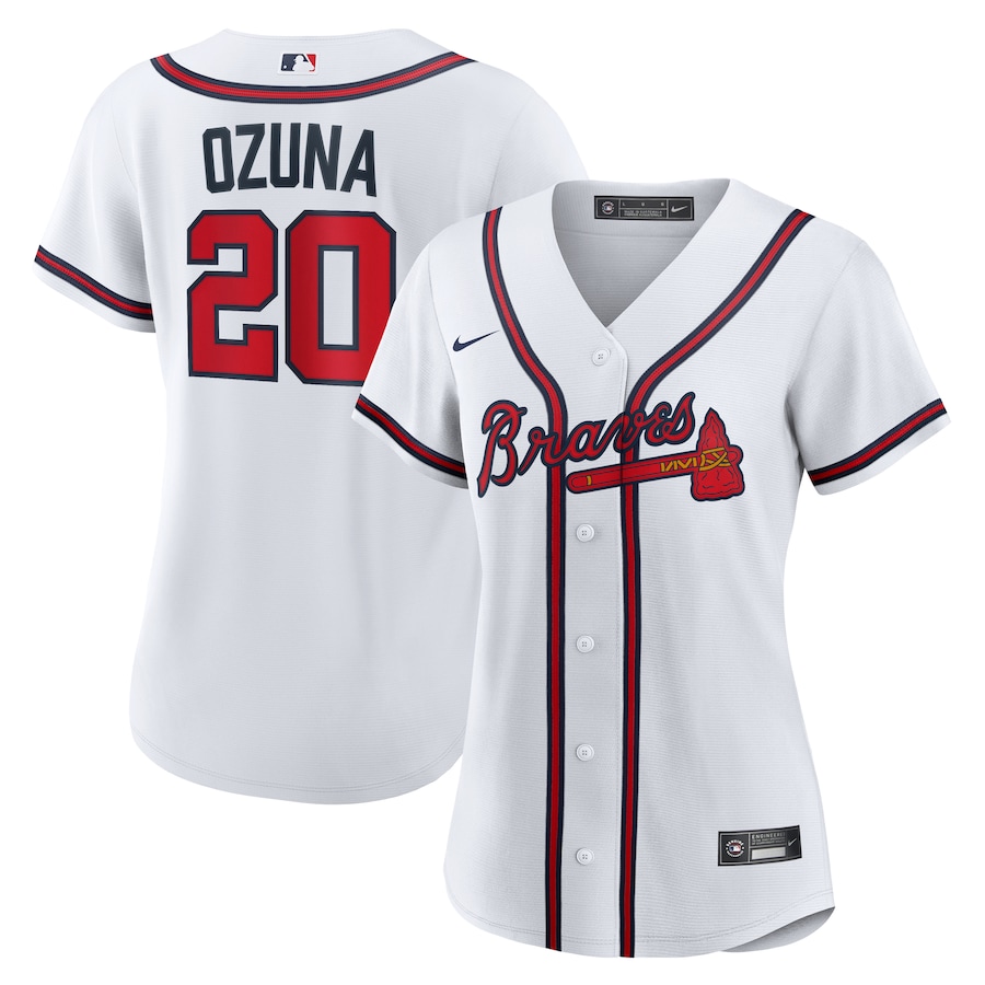 Women's Atlanta Braves Marcell Ozuna Nike White Home Replica Jersey - Jersey