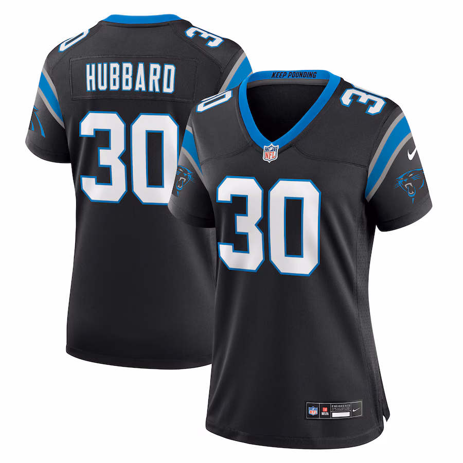 Women's Carolina Panthers Chuba Hubbard Nike Black Team Game Jersey - Jersey