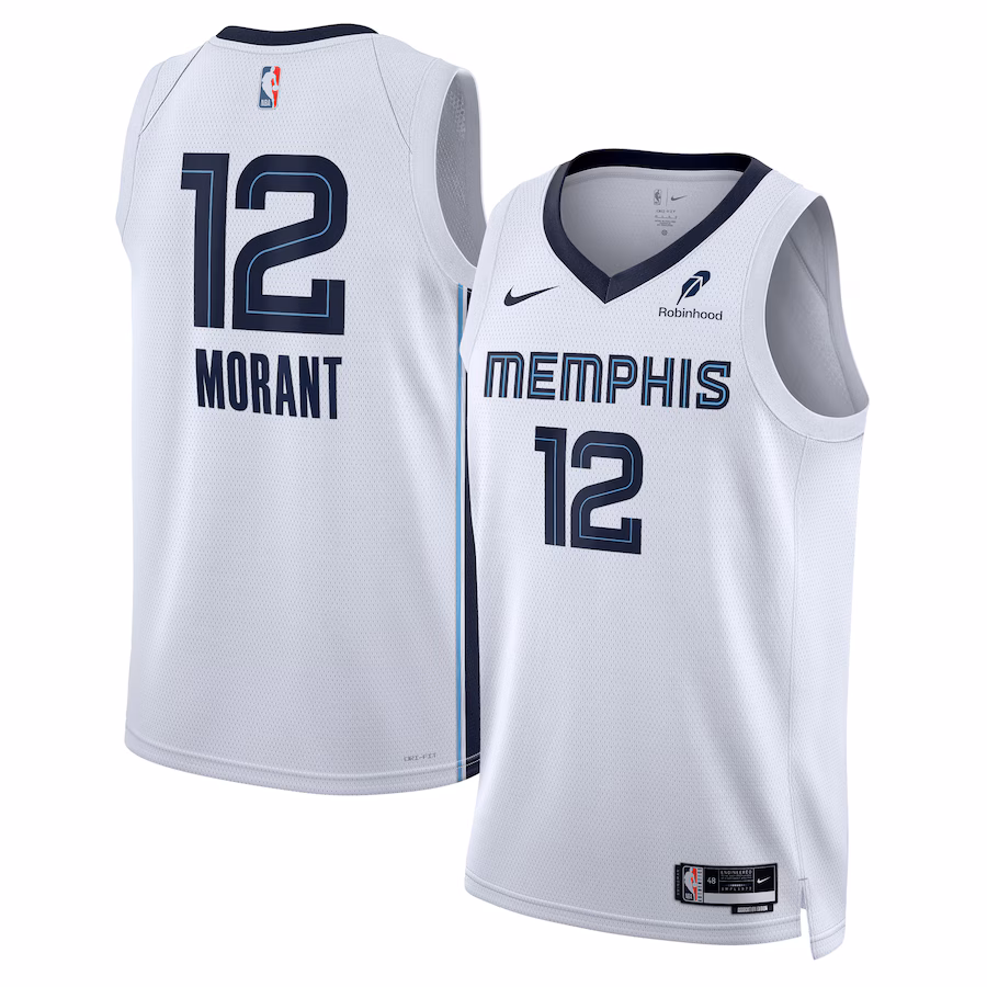 Unisex Memphis Grizzlies Ja Morant Nike White Swingman Badge Player Jersey - Association Edition - Jersey