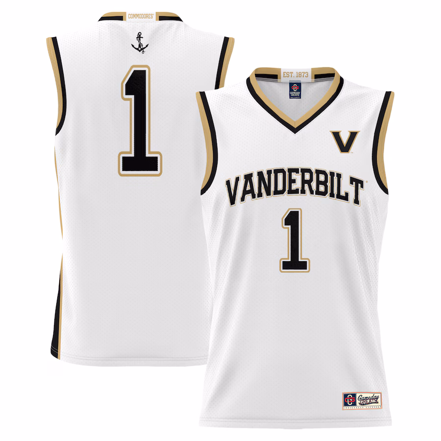 Youth GameDay Greats  White #1 Vanderbilt Commodores Lightweight Replica Basketball Jersey - Jersey