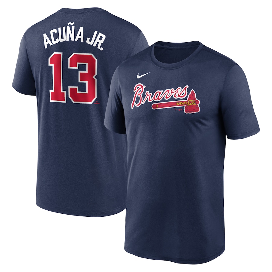 Men's Atlanta Braves Ronald Acuña Jr. Nike Navy Legend Name and Number Home T-Shirt - Jersey