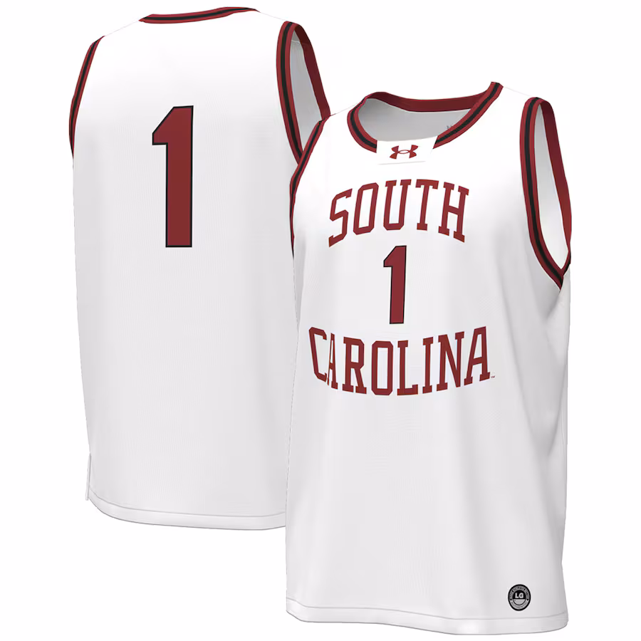 Men's Under Armour #1 White South Carolina Gamecocks Throwback Replica Basketball Jersey - Jersey