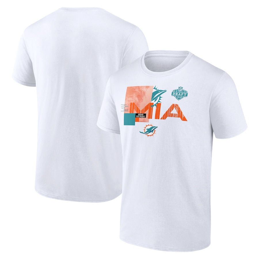 Men's Miami Dolphins White 2025 NFL Draft T-Shirt - Jersey