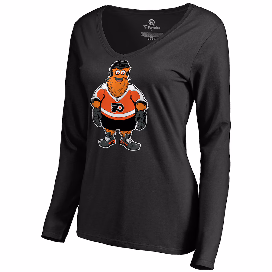Women's Philadelphia Flyers Black Gritty Long Sleeve V-Neck T-Shirt - Jersey