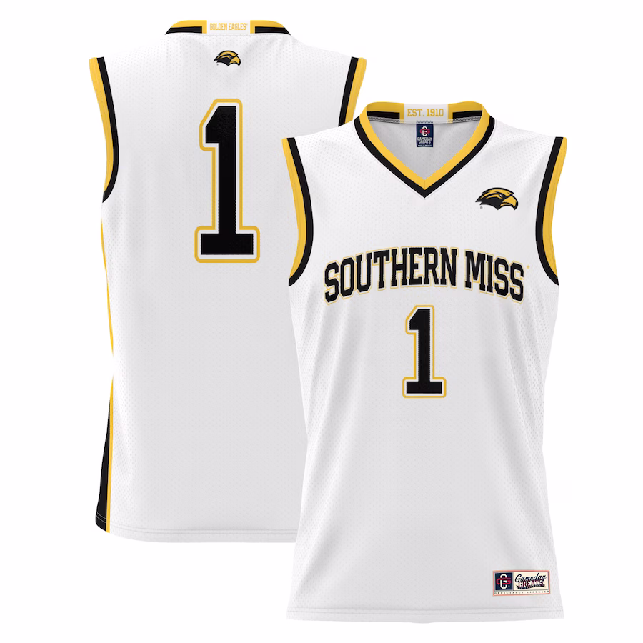 #1  Southern Miss Golden Eagles GameDay Greats  Lightweight Basketball Jersey - White - Jersey