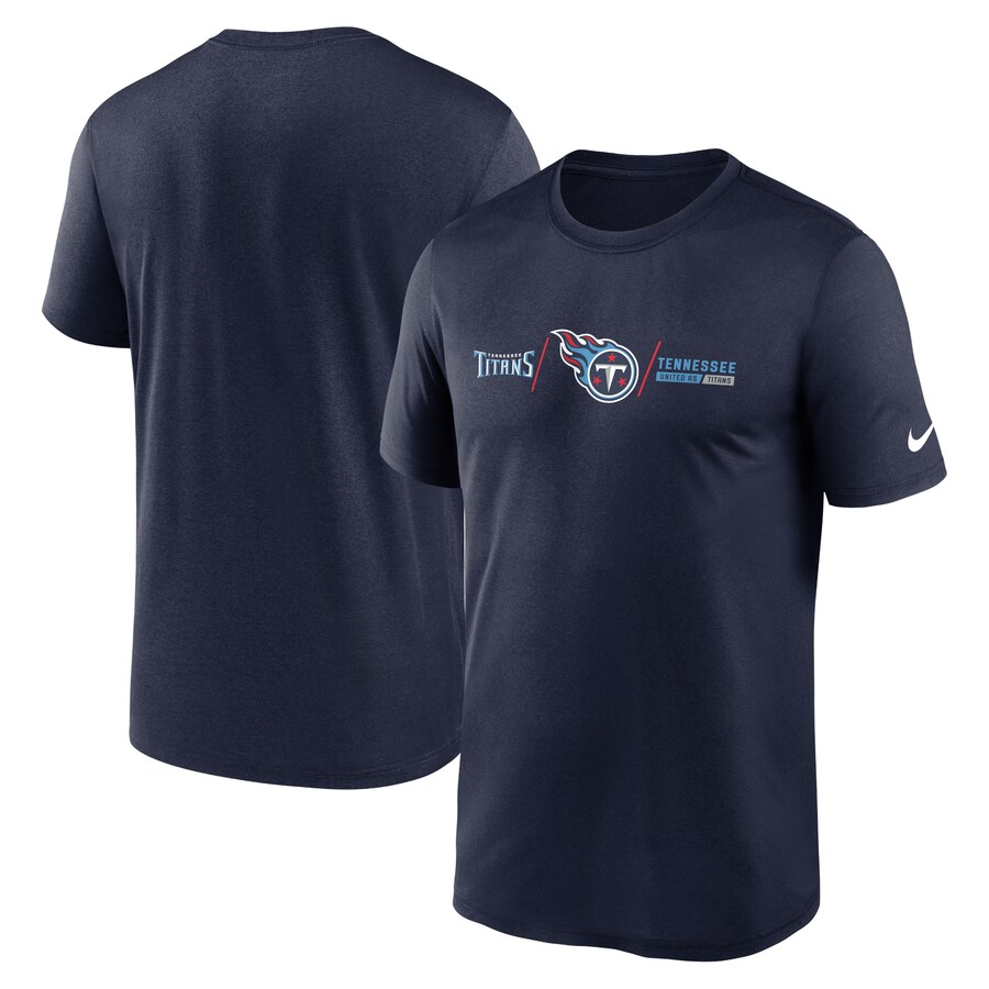 Men's Tennessee Titans Nike Navy Horizontal Lockup Legend Performance T-Shirt - Jersey