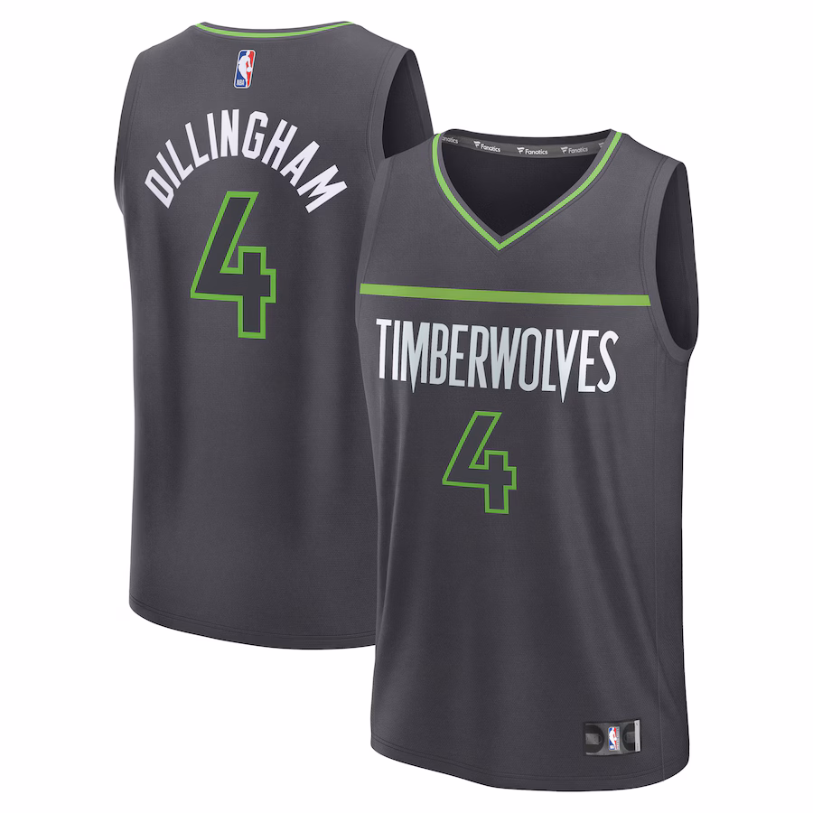 Men's Minnesota Timberwolves Rob Dillingham Fanatics Charcoal Fast Break Replica Player Jersey - Statement Edition - Jersey