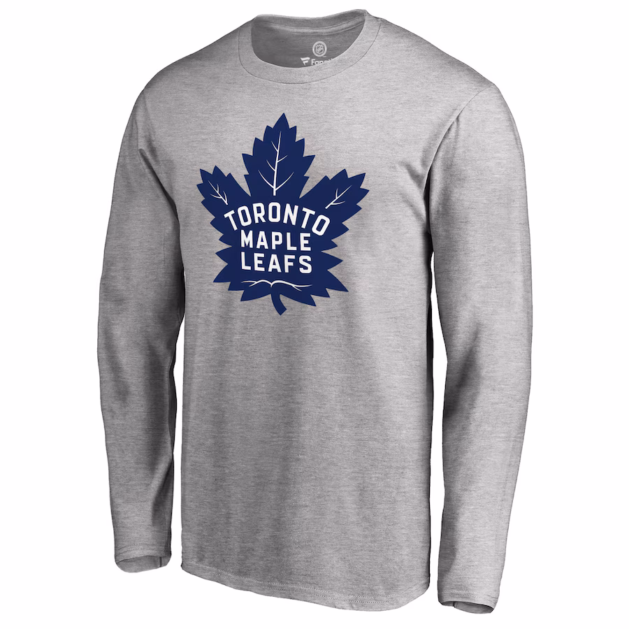 Men's Toronto Maple Leafs Ash Team Primary Logo 2 Long Sleeve T-Shirt - Jersey