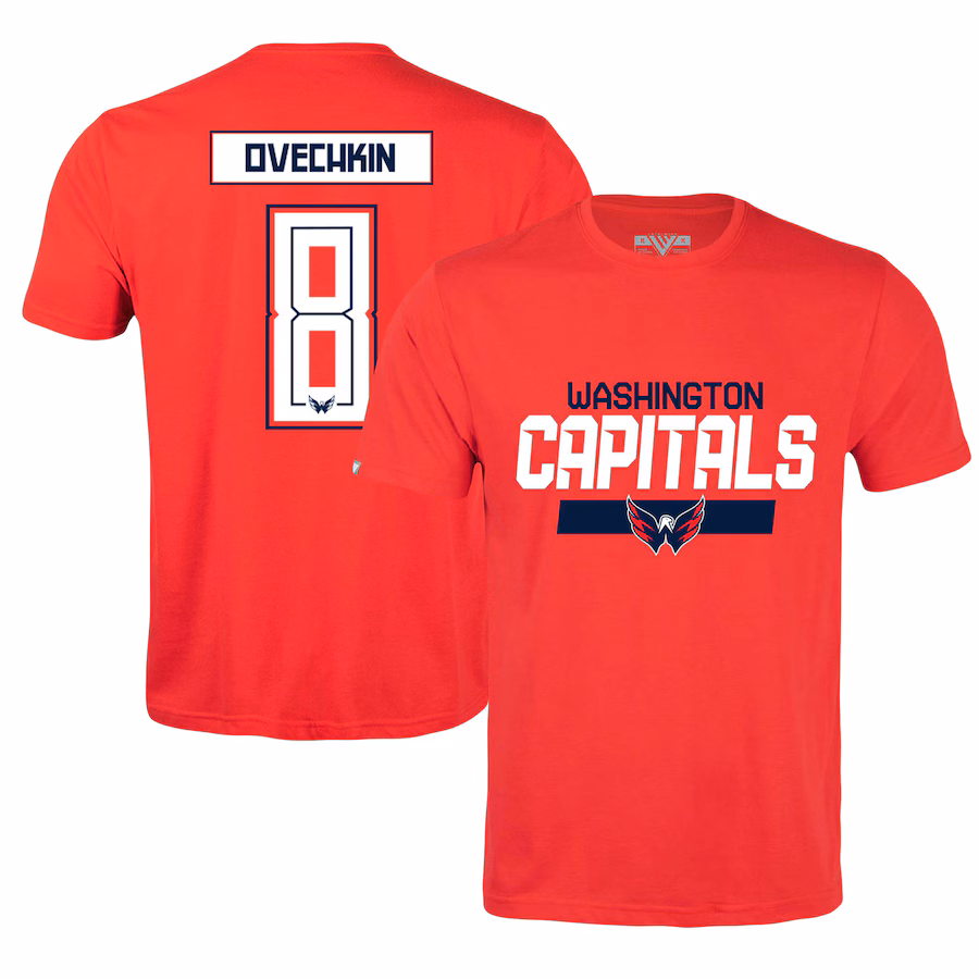 Men's Washington Capitals Alexander Ovechkin Levelwear Red Richmond Player Name & Number T-Shirt - Jersey