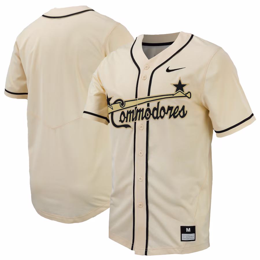 Vanderbilt Commodores Nike Replica Full-Button Baseball Jersey - Natural - Jersey