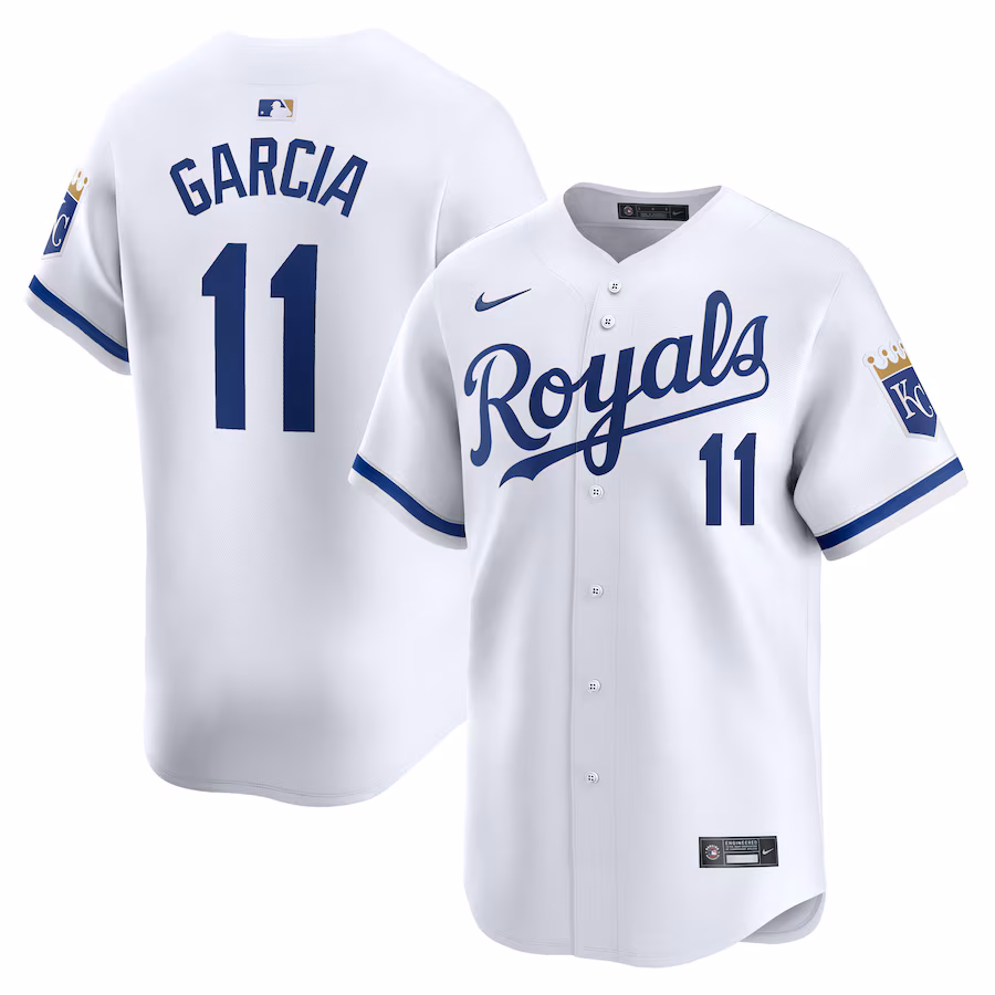 Men's Kansas City Royals Maikel Garcia Nike White Home Limited Player Jersey - Jersey