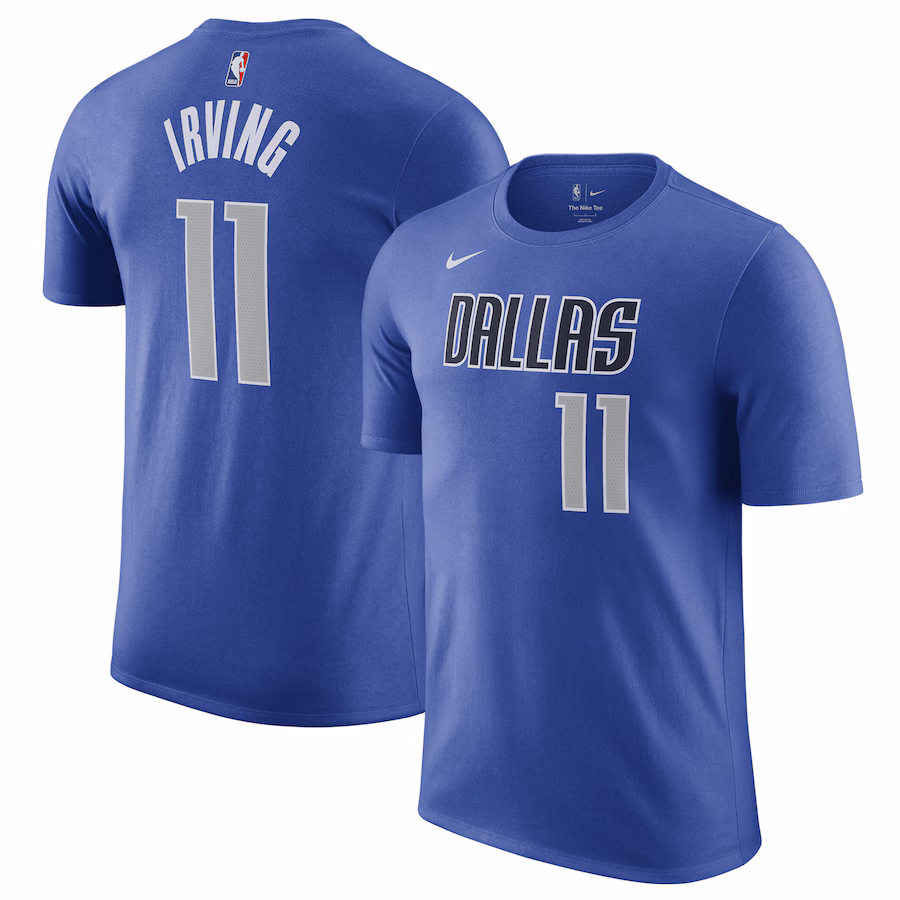 Men's Dallas Mavericks Kyrie Irving Nike Blue Icon Name & Number T-Shirt - Jersey