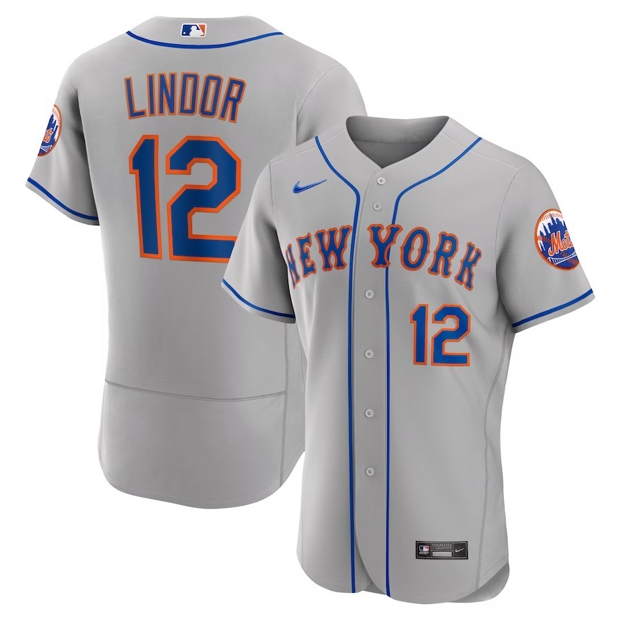 Men's New York Mets Francisco Lindor Nike Gray Road Authentic Player Jersey - Jersey