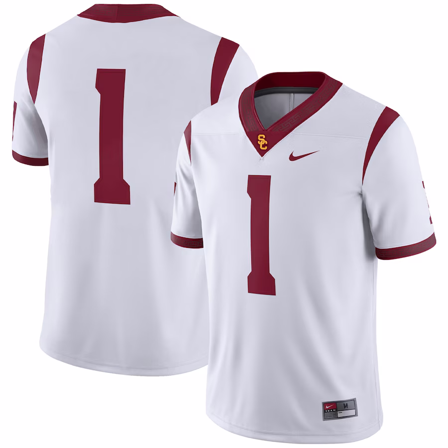 USC Trojans Nike #1 Away Game Jersey - White - Jersey