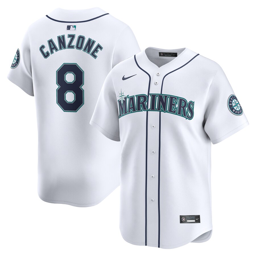 Men's Seattle Mariners Dominic Canzone Nike White Home Limited Player Jersey - Jersey