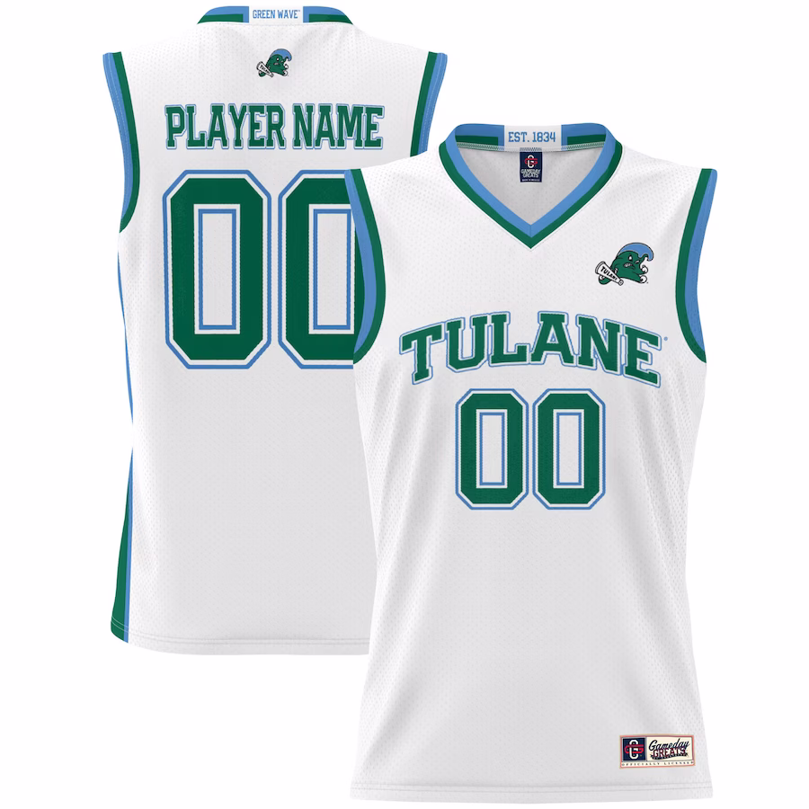 Tulane Green Wave GameDay Greats Unisex NIL Pick-A-Player Lightweight Women's Basketball Jersey - White - Jersey