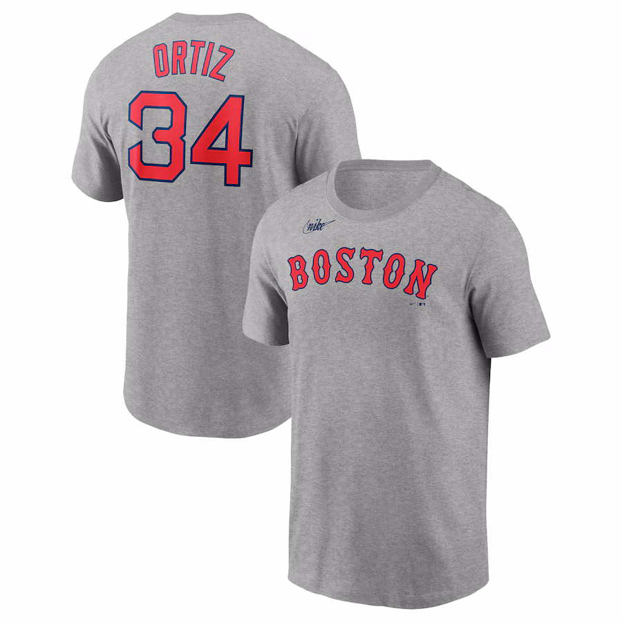 Men's Boston Red Sox David Ortiz Nike Heather Gray Name & Number T-Shirt - Jersey