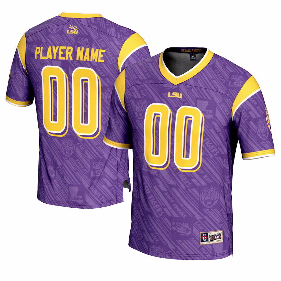 LSU Tigers GameDay Greats Highlight Print NIL Pick-A-Player Football Jersey - Purple - Jersey