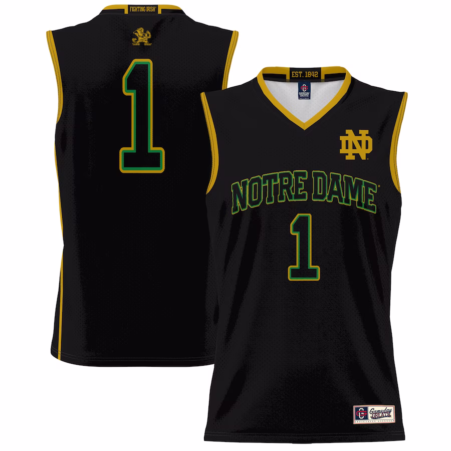 #1 Notre Dame Fighting Irish GameDay Greats Youth Lightweight Basketball Jersey - Black - Jersey