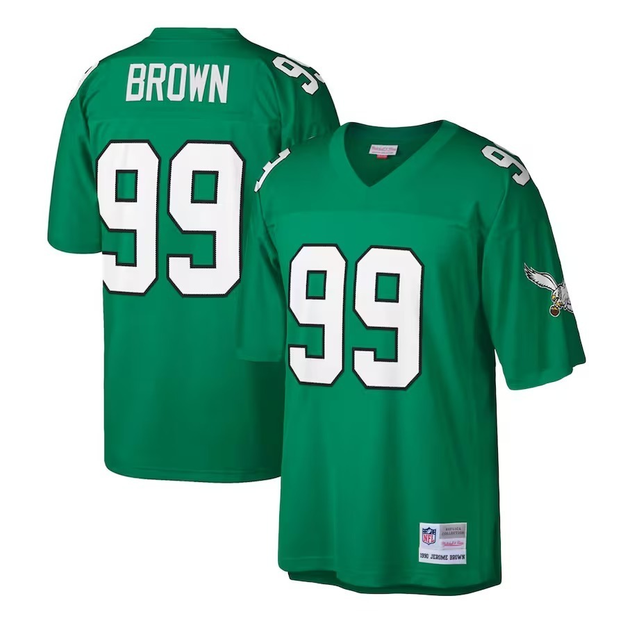 Men's Philadelphia Eagles Jerome Brown Mitchell & Ness Kelly Green Big & Tall 1990 Retired Player Replica Jersey - Jersey