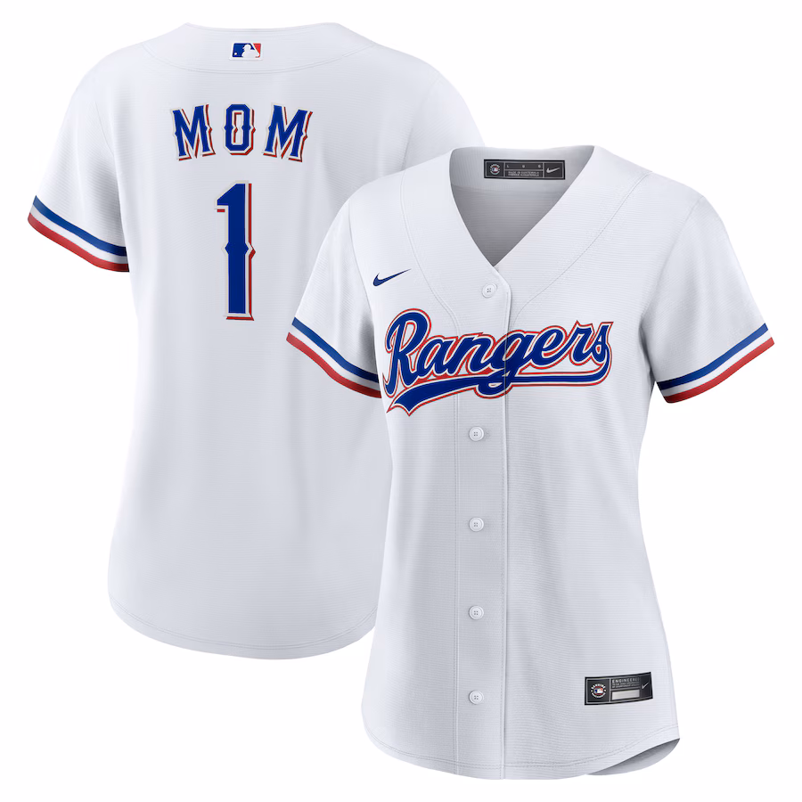 Women's Texas Rangers Nike White #1 Mom Home Replica Jersey - Jersey