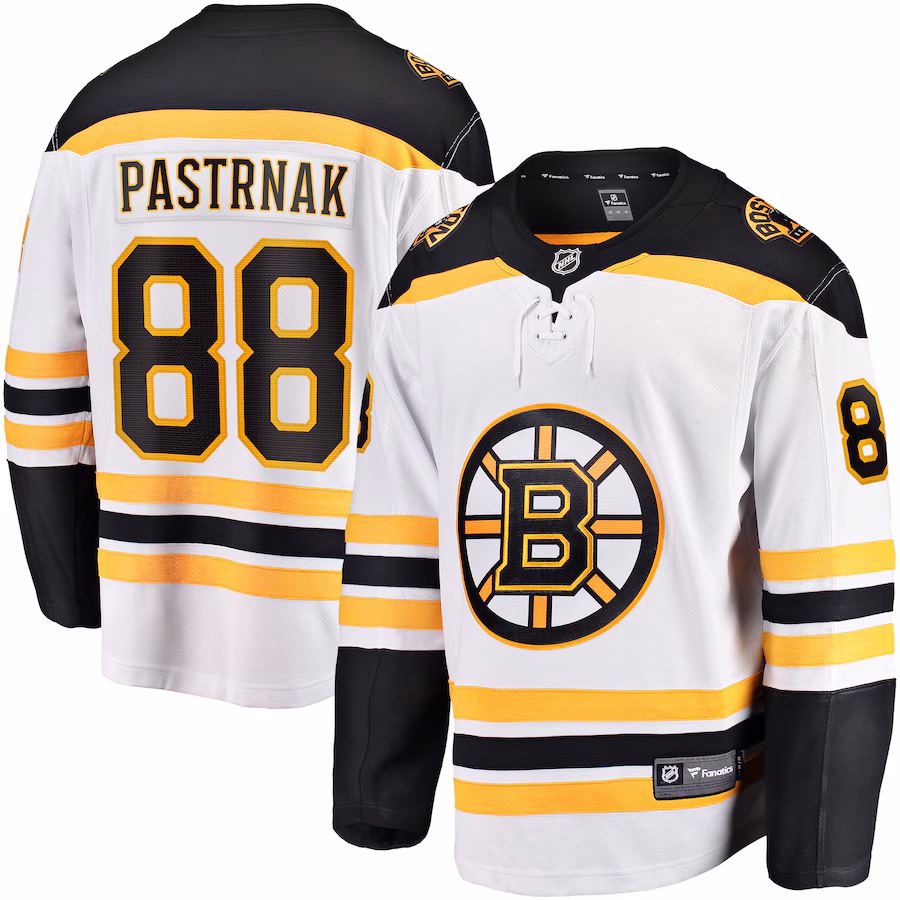 Men's Boston Bruins David Pastrnak Fanatics White Away Premier Breakaway Player Jersey - Jersey