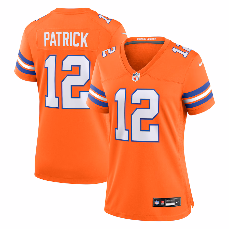 Women's Denver Broncos Tim Patrick Nike Orange Mile High Collection 1977 Throwback Player Game Jersey - Jersey
