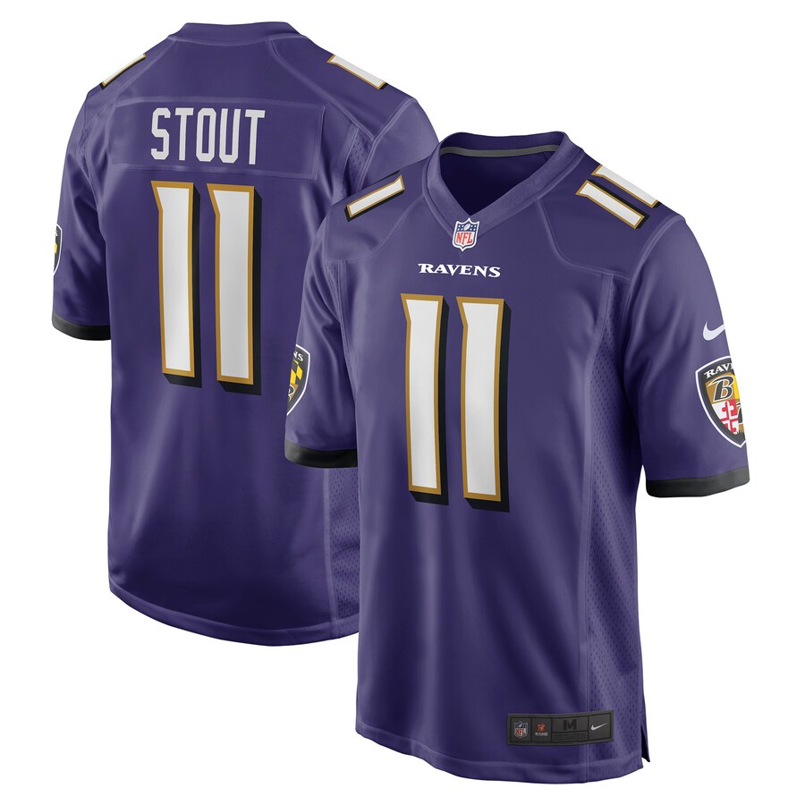 Men's Baltimore Ravens Jordan Stout Nike Purple Player Game Jersey - Jersey