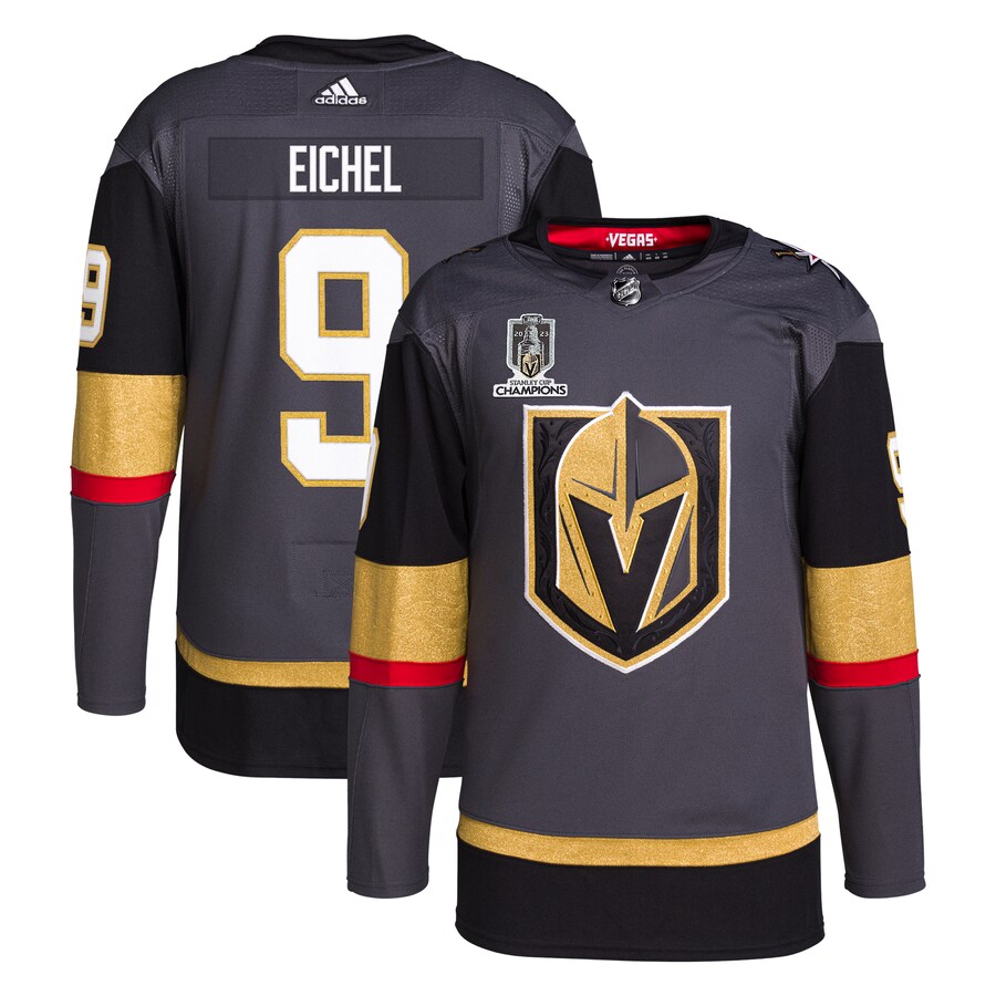 Men's Vegas Golden Knights Jack Eichel adidas Gray 2023 Stanley Cup Champions Authentic Alternate Player Jersey - Jersey