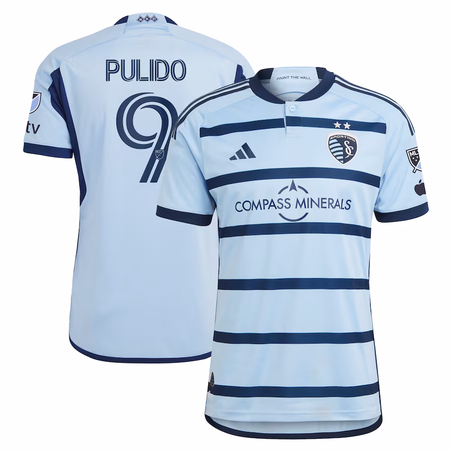 Men's Sporting Kansas City Alan Pulido adidas Light Blue 2023 Hoops 4.0 Authentic Player Jersey - Jersey