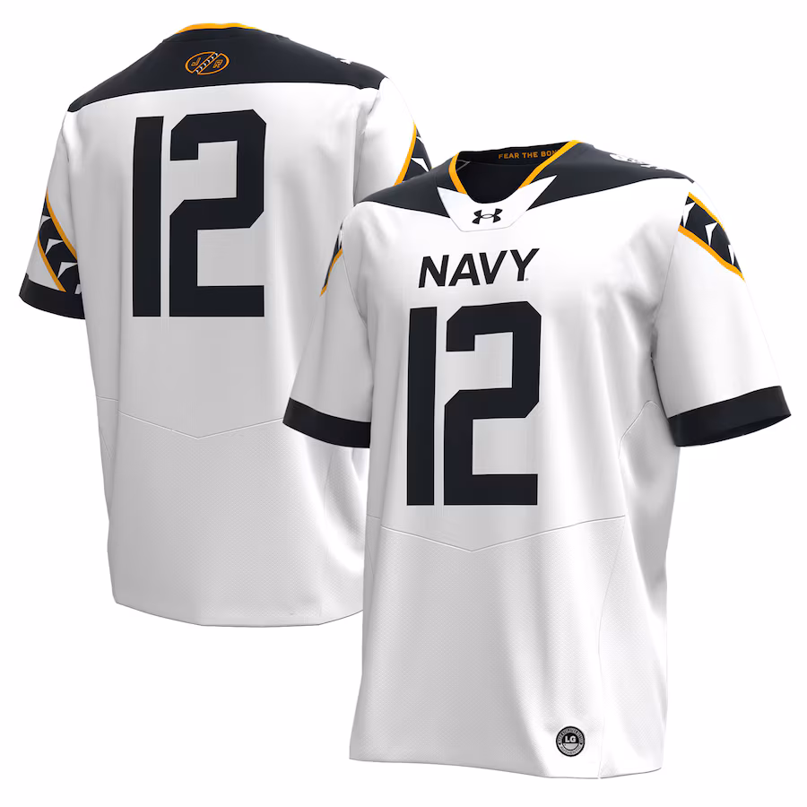 Men's Under Armour White Navy Midshipmen 2024 Rivalry Replica Jersey - Jersey